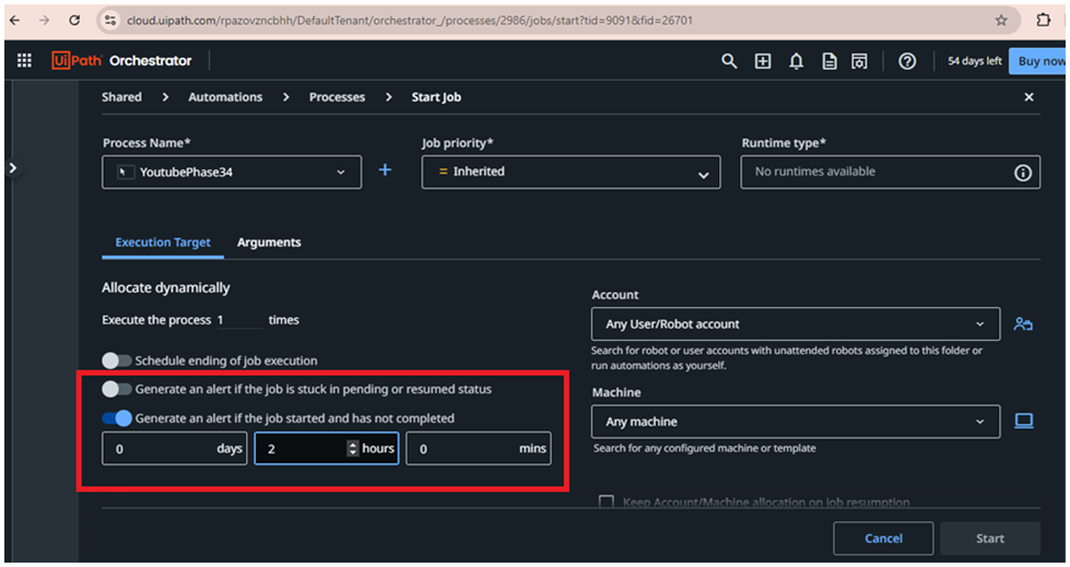 How to create job alerts in UiPath Orchestrator